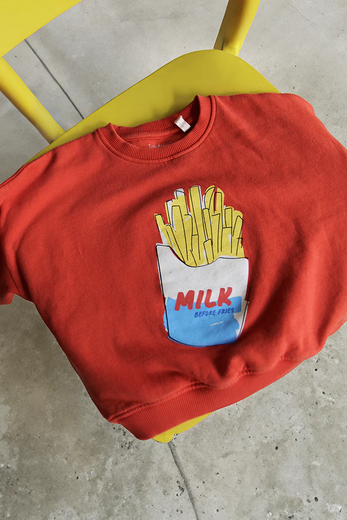 Kindersweatshirt Milk before Fries - Image 3